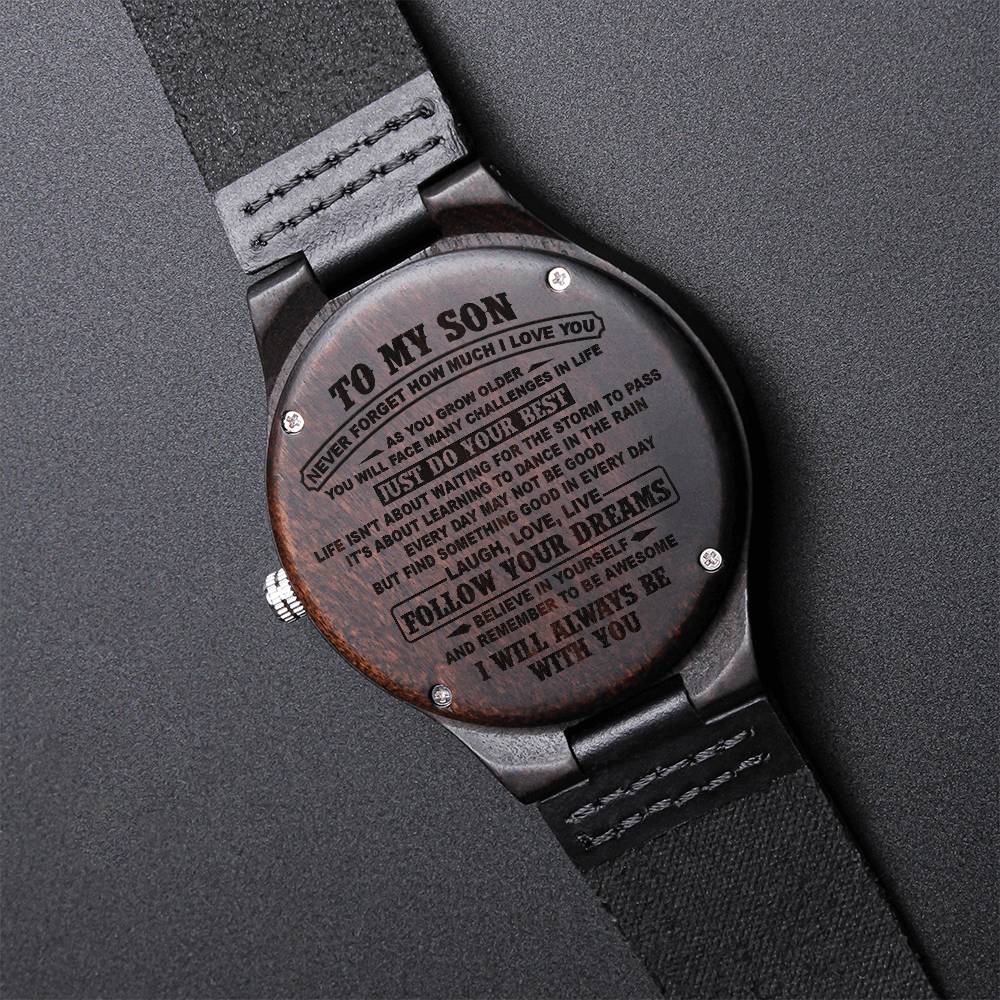 To My Son Wood Watch - As You Grow Older Son Gift From Mom Dad Christmas Graduation Birthday Gift For Son Engraved Wooden Watch