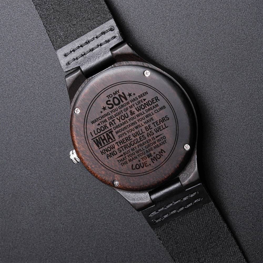 My Son Enjoy Every Moment In Your Life - Wooden Watch For Son For Son Birthday Gift Personalized Engraved Wooden Watch