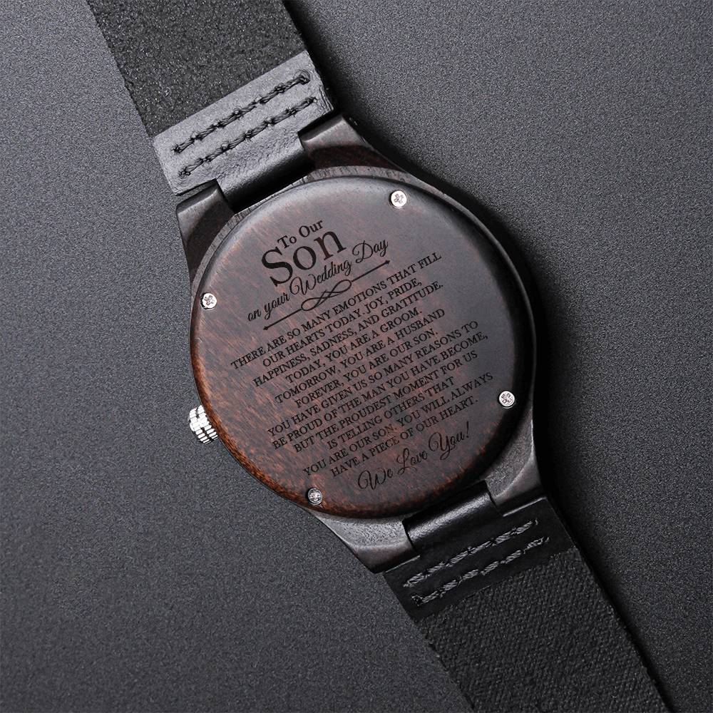 To Our Son On Your Wedding Day For Son Getting Married Wedding Gift For Son From Mom &Dad Weddin Engraved Wooden Watch