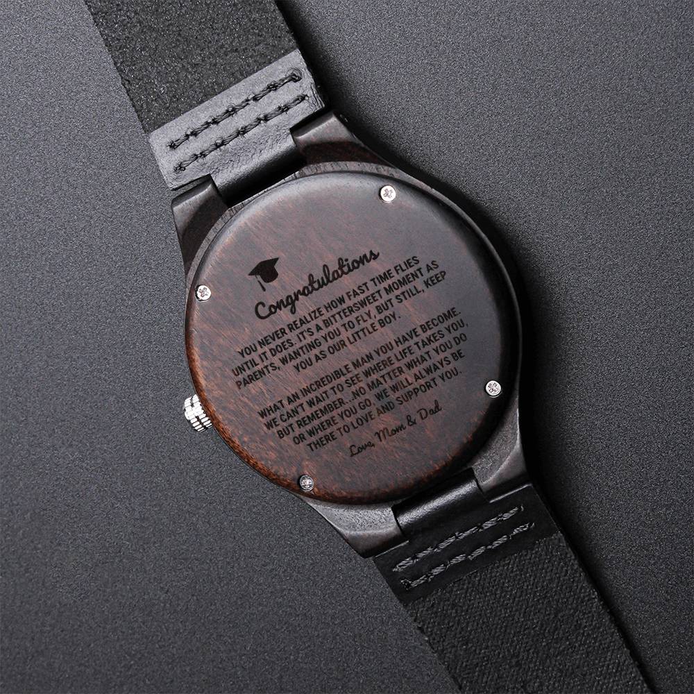 Personalized Congratulations Graduation For Son Watch To My Son Son Birthday Gift For My Son Gra Engraved Wooden Watch
