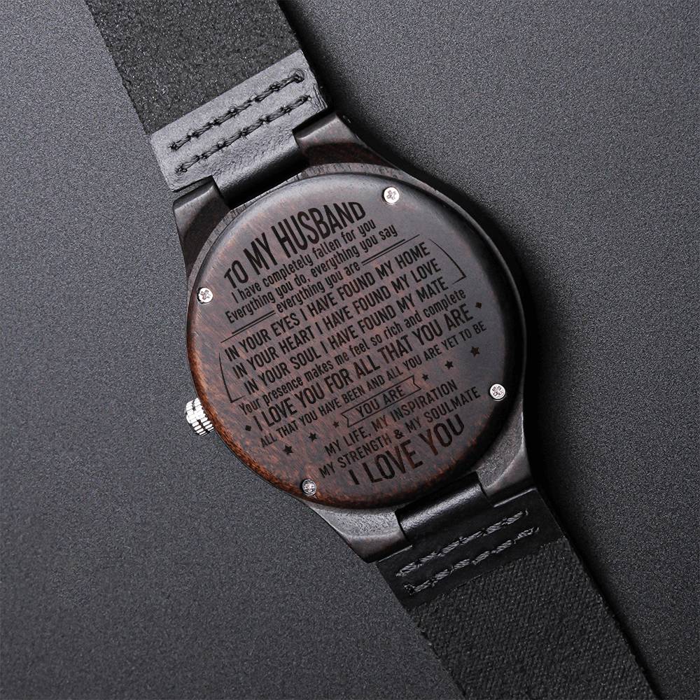 To My Husband Wood Watch For Men Husband Birthday Anniversary Gift Engraved Wooden Watch