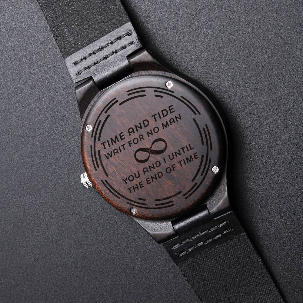 Time And Tide - Wooden Watch Engraved Wooden Watch