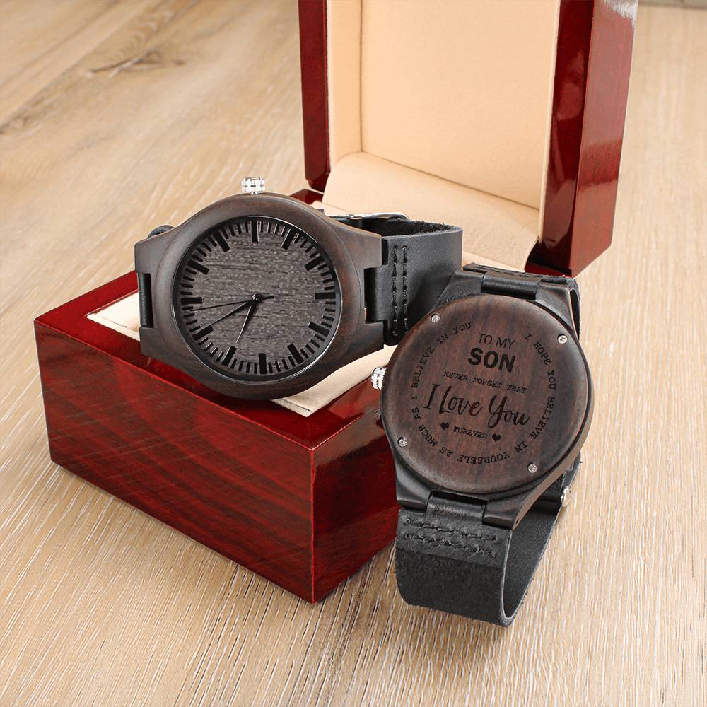 To My Son Luxury Engraved Watch - To My Son Forever Watch - Love Mom - Best Gift From Son To Mom Mother Gift Ideas Fr Engraved Wooden Watch