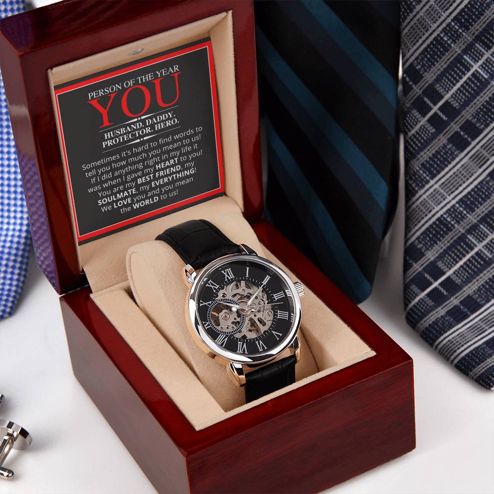 Husban Dad - Person Of The Year - Beautiful Timepiece Gift Openwork Watch