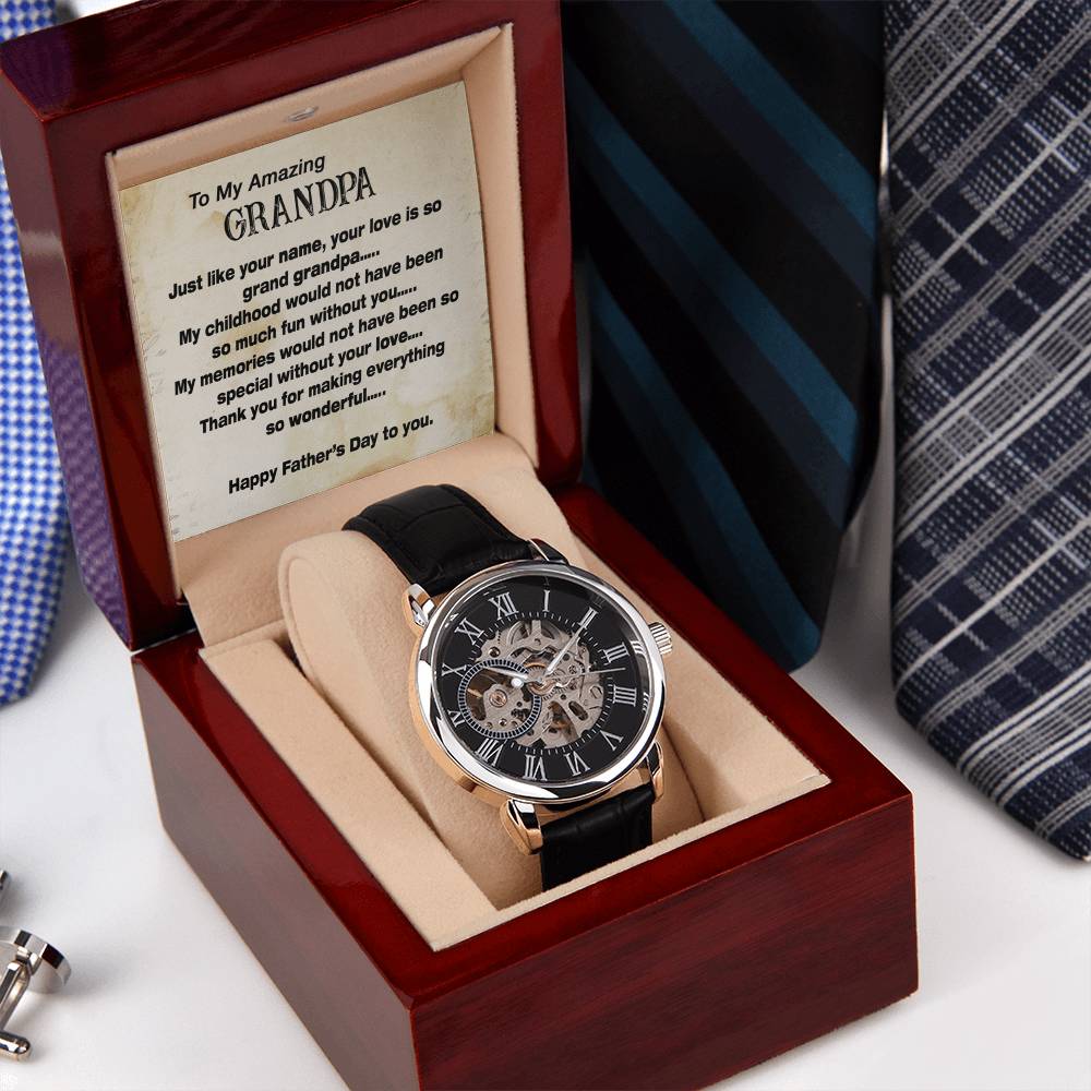 To My Amazing Grandpa Gift Watch Openwork Watch For Grandpa Father's Day Gift Watch With Message Card For Grandpa To My Grandpa From Grandchild