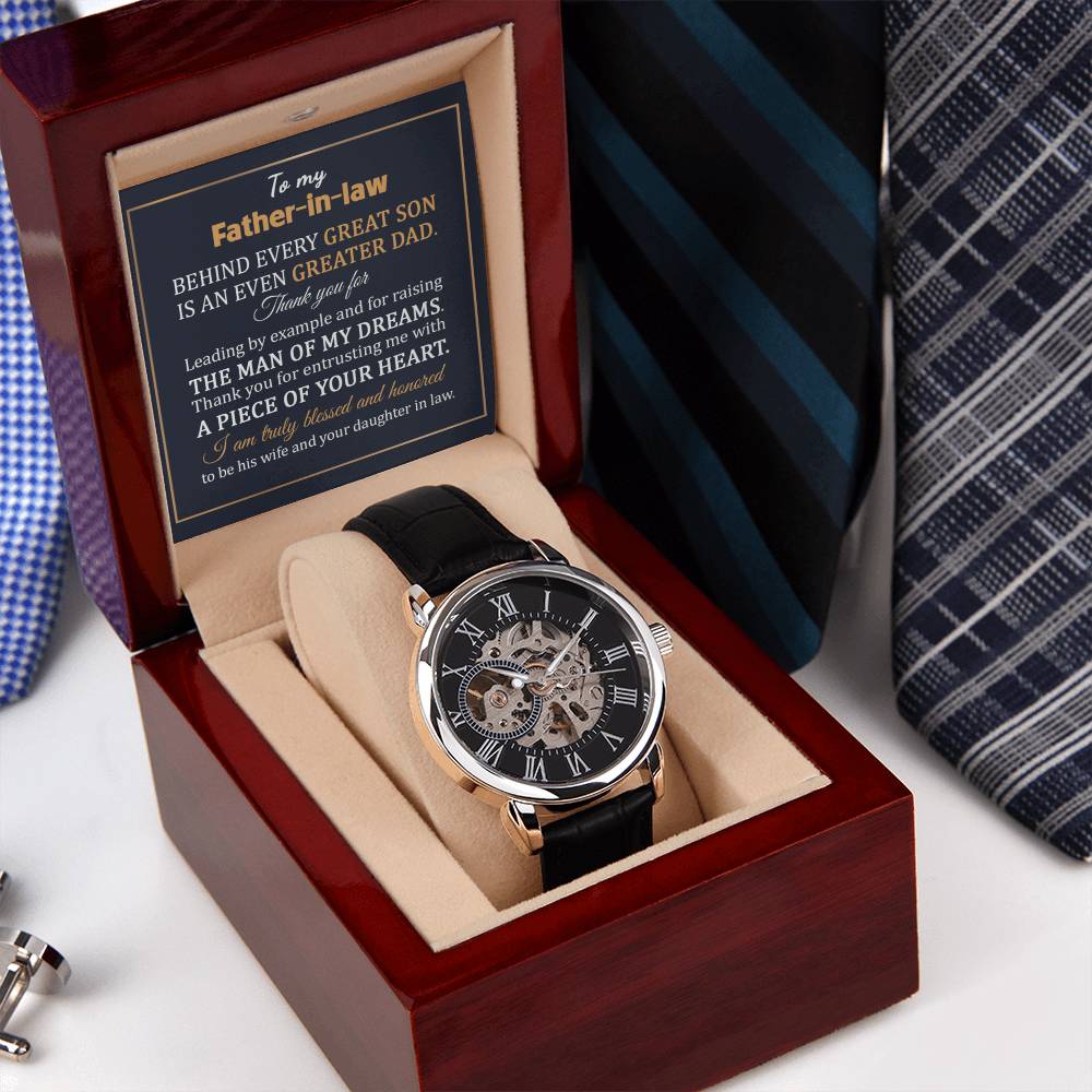 To My Father In Law Openwork Watch Gift For Father In Law Dad Of The Groom Gift From Bride Wedding Gift