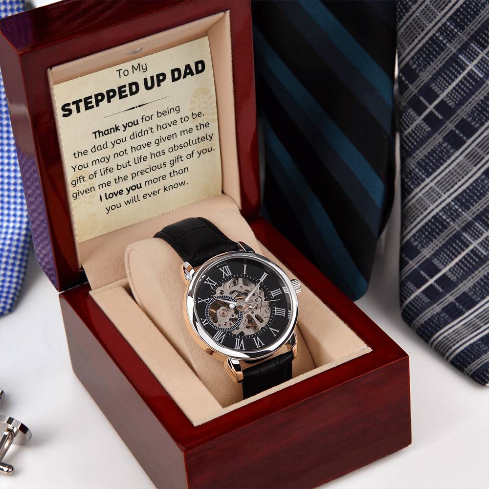 To My Stepped Up Dad - Thank You - Openwork Watch