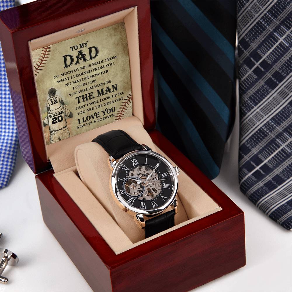 To My Dad Openwork Watch Gift For Dad From Son Father's Day Gift Birthday Christmas Gift