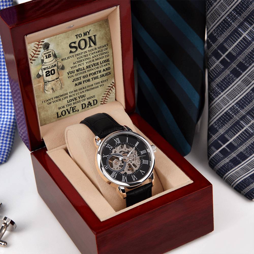 To My Son Openwork Watch Gift For Son From Dad Son Baseball Gift Son Birthday Gift Son Graduation Gift