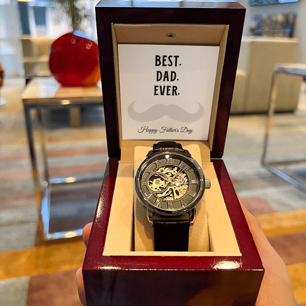 Best. Dad. Ever. Moustache Dad  Father's Day Gift  Dad Gift - Openwork Watches
