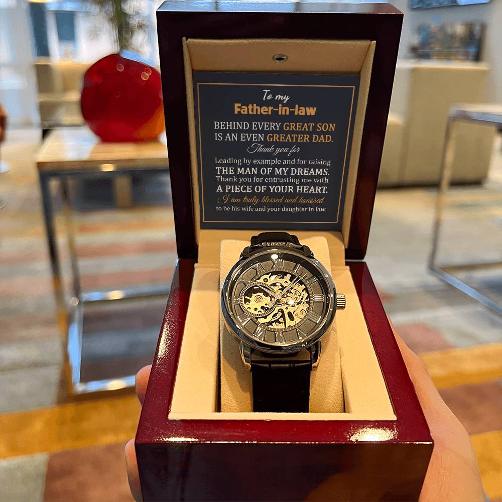 To My Father In Law Openwork Watch Gift For Father In Law Dad Of The Groom Gift From Bride Wedding Gift