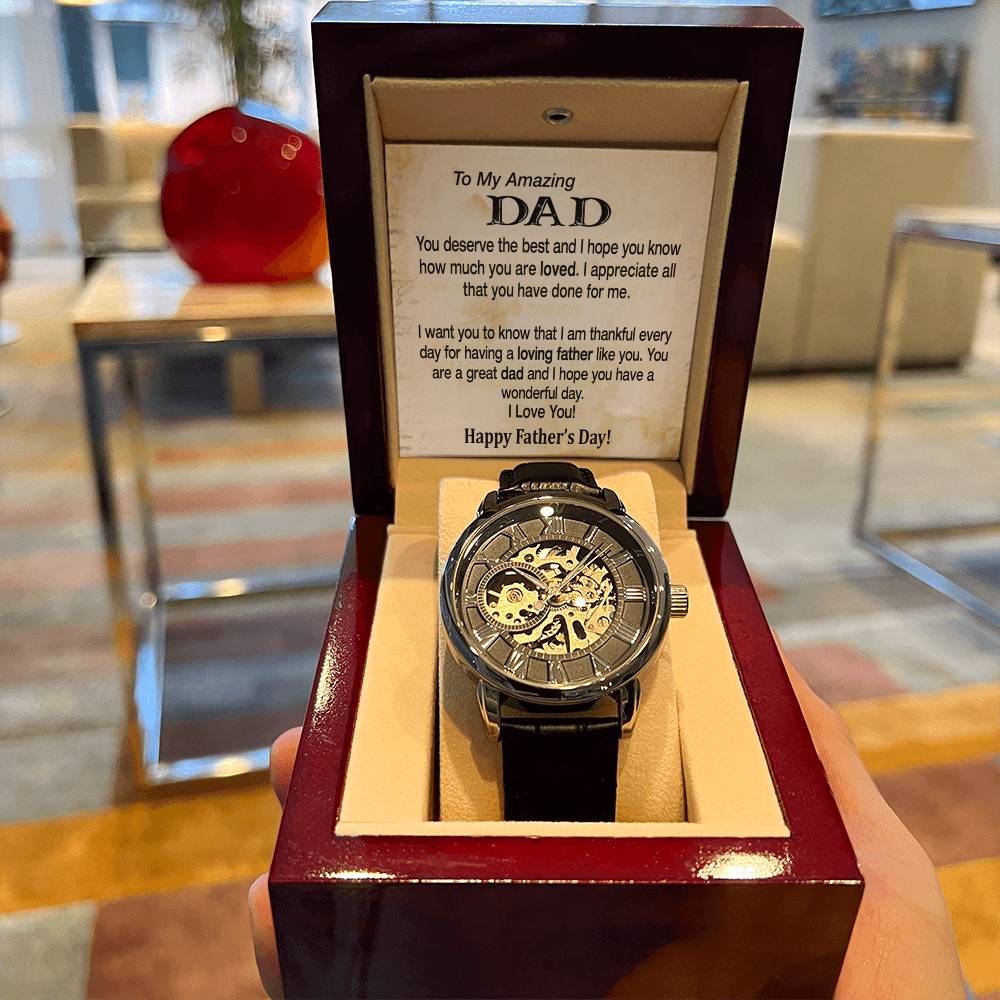 Men's Openwork Watch For Dad To My Amazing Dad Gift Watch Father's Day Gift Watch From Children Skeleton Watch For Men