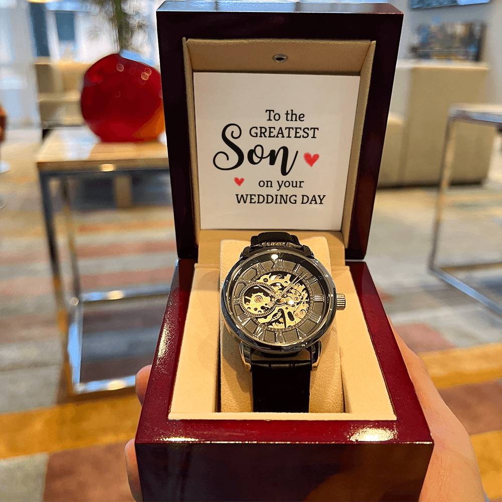 To The Greatest Son - Men's Openwork Watch - Wedding Day Gift For Son