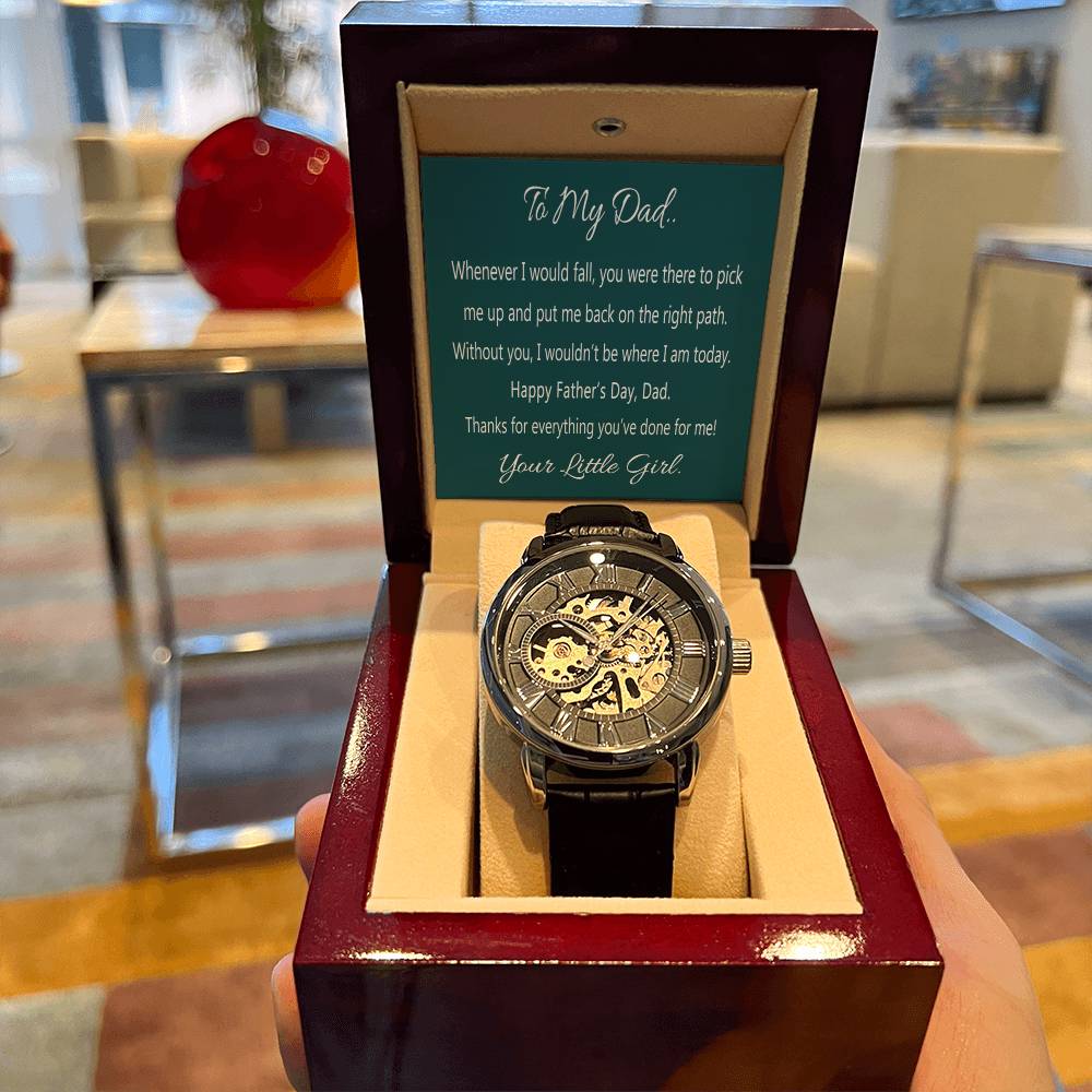 To My Dad Gift Watch With Message Card Openwork Watch For Dad Father's Day Gift From Daughter Dad Birthday Gift Watch