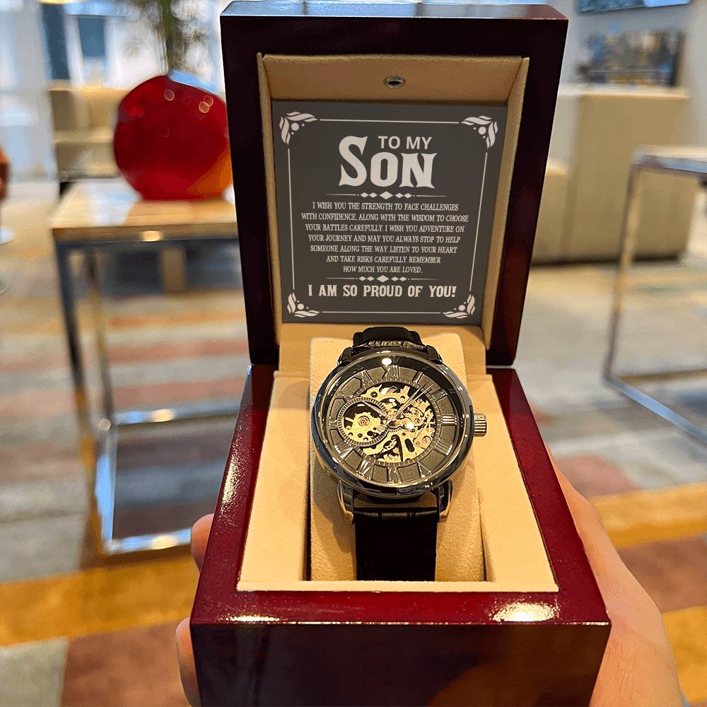 To Son - I Wish You The Strength To Face The Challenges Openwork Watch