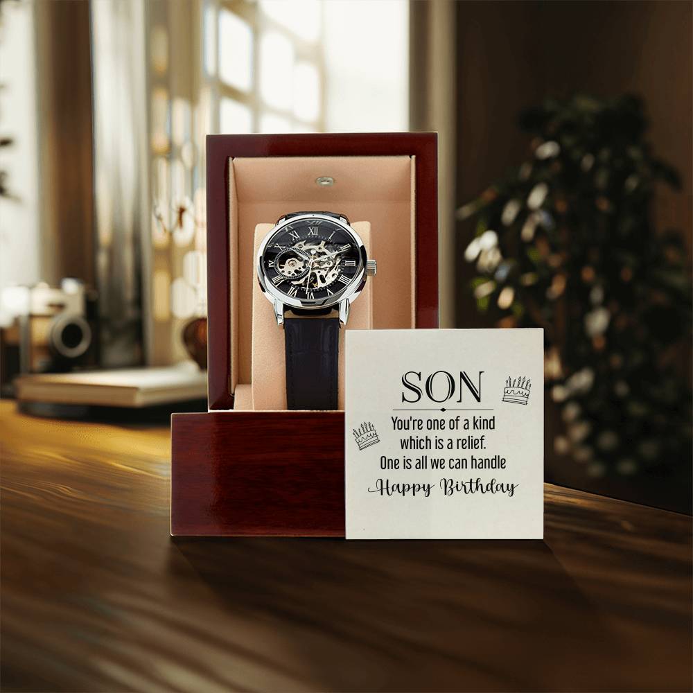 Son - You're One Of A Kind - Men's Openwork Watch - Birthday Gift For Son