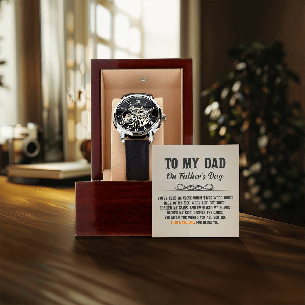 To Dad On Father's Day - Men's Openwork Watch - Gift For Stepdad