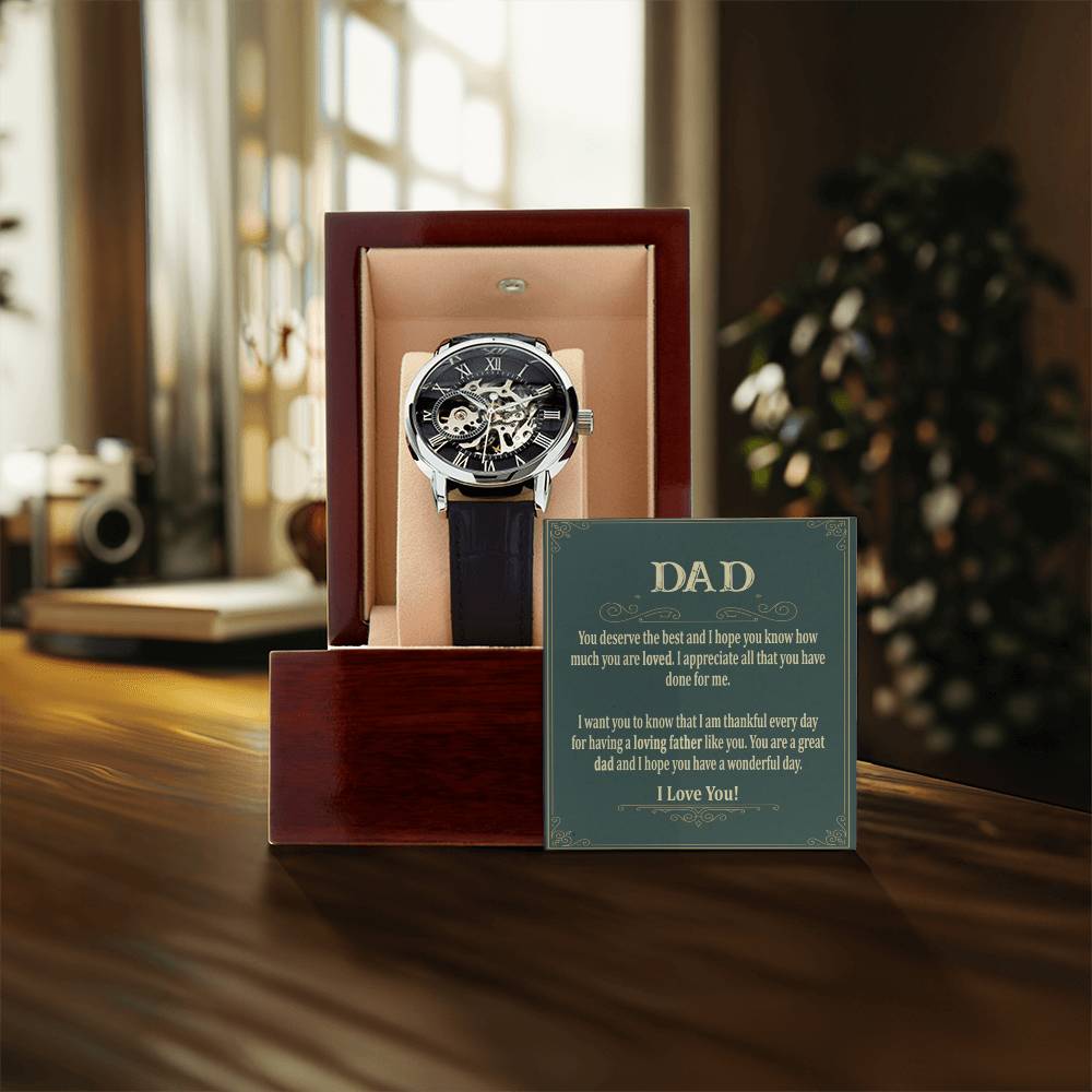 To My Dad Gift Watch Openwork Watch For Dad Watch For Men Father's Day Gift Watch Dad Birthday Gift From Son Gift From Daughter