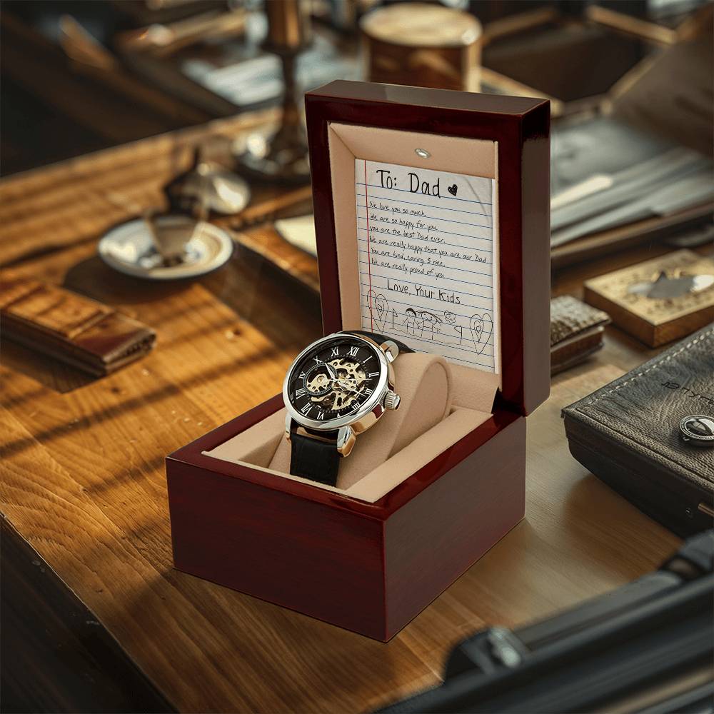 To Dad Kids Art Men's Openwork Watch A Treasured Gift For Him From The Kids