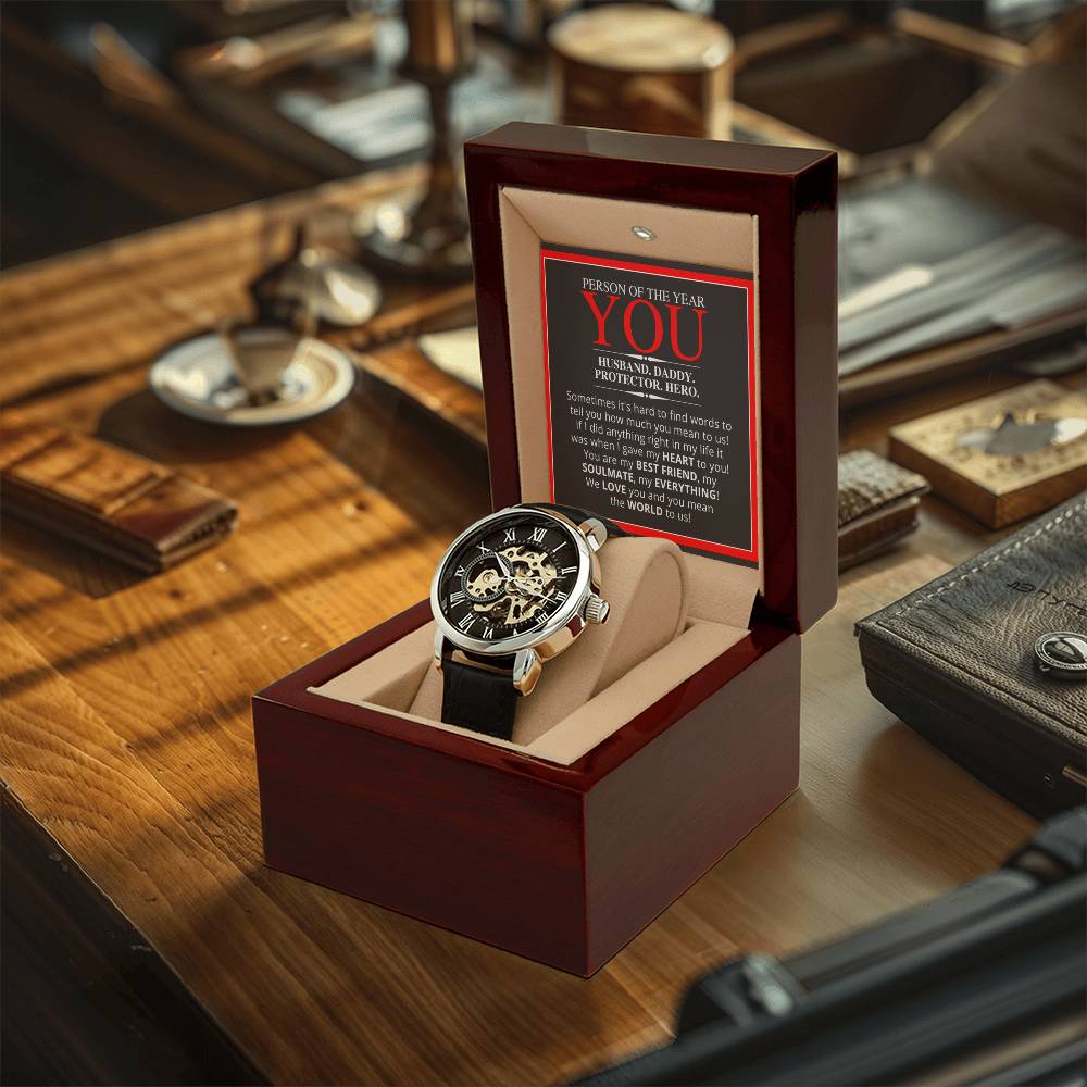 Husban Dad - Person Of The Year - Beautiful Timepiece Gift Openwork Watch
