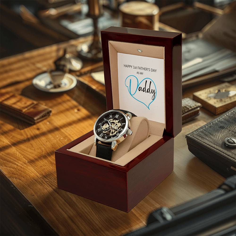1St Father's Day Mens Watch Birthday Gift Gifts For Him Boxdaddy Giftpapa Gift Dad Gift Idea To My Dad Openwork Watch