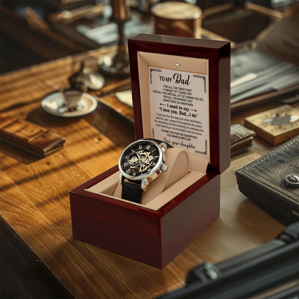 Gift For Dad From Daughter For All Triumphs Men's Openwork Watch