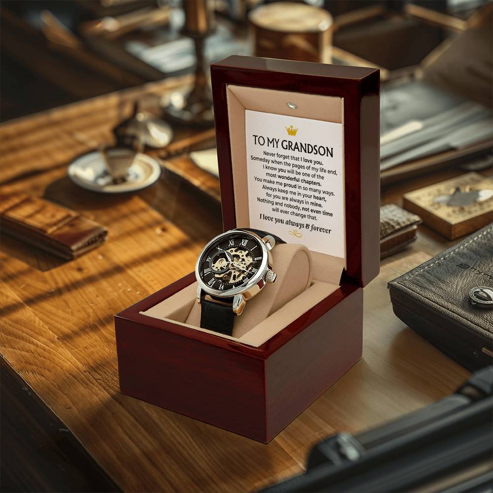 To My Grandson  Love You Forever  Braided Openwork Watches Gift Set - Ss581