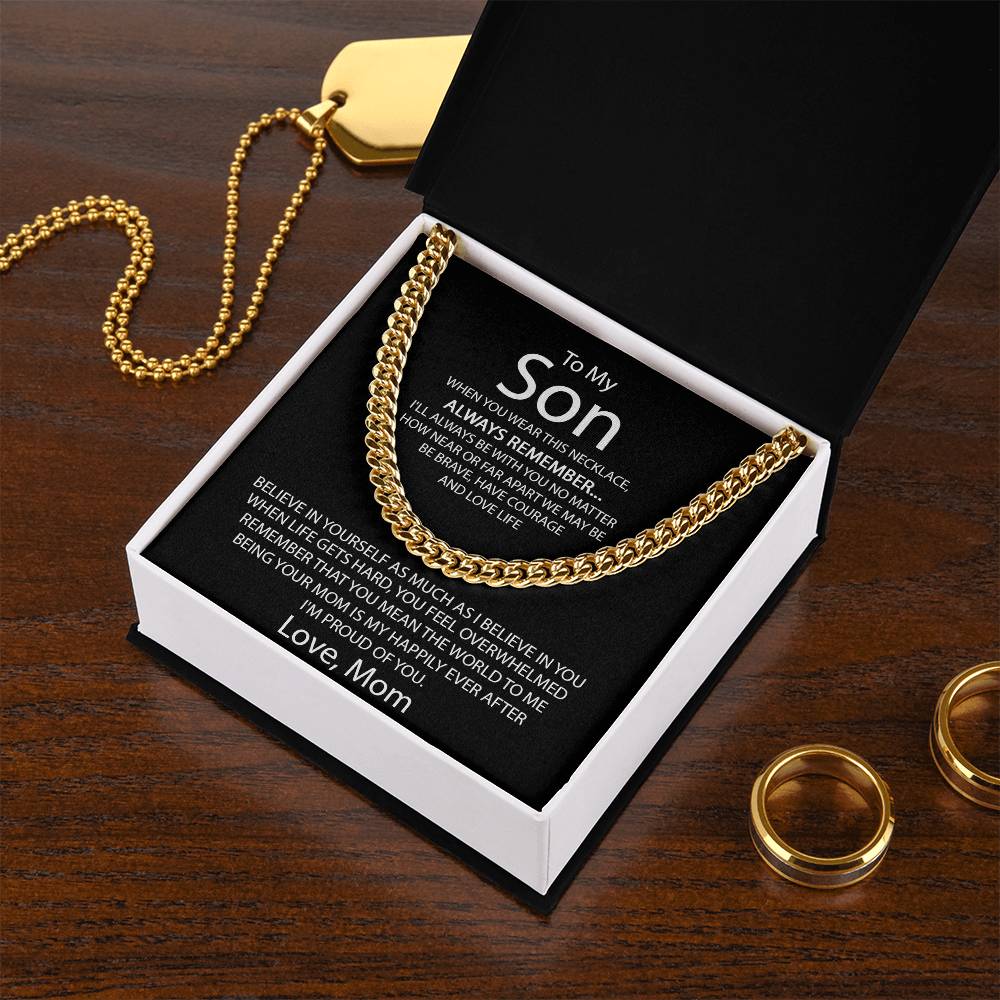 To My Son - Proud Of You Gift For Son From Mom Sentimental Gift For Son Cuban Link Chain