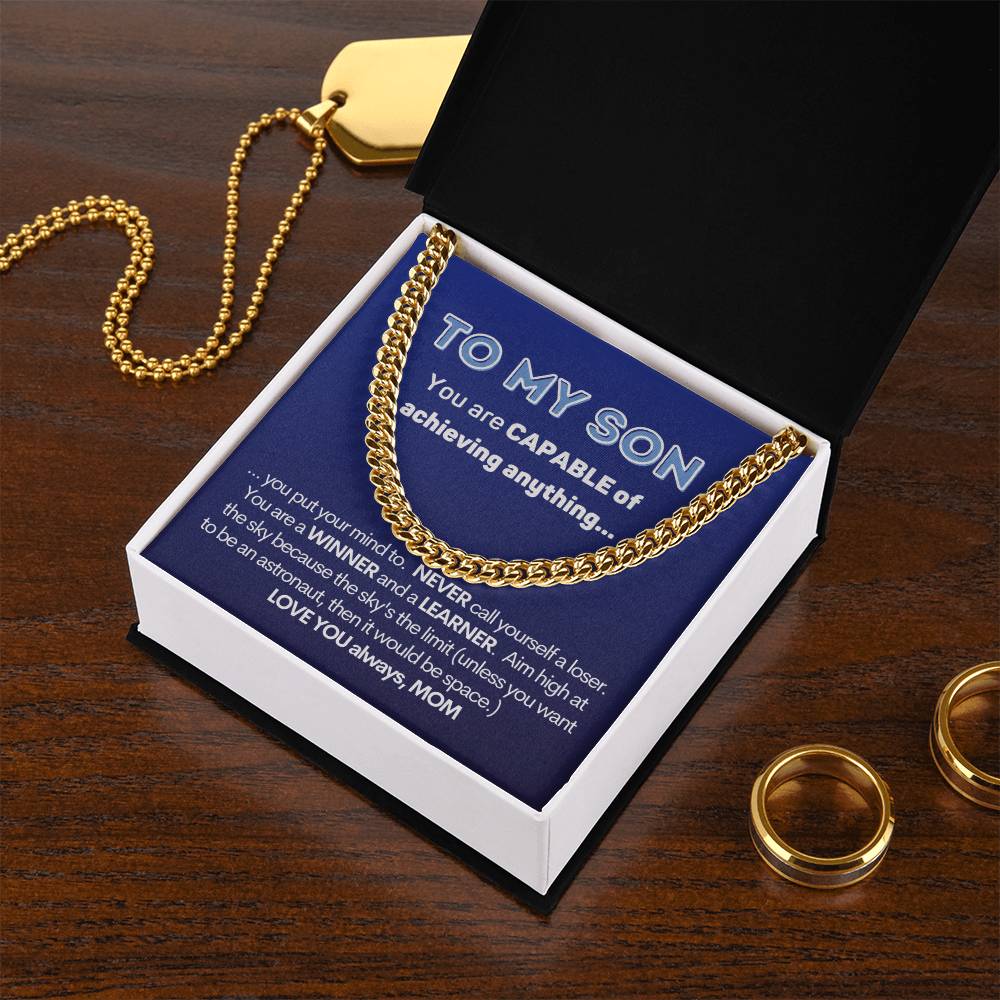 To My Son Cuban Chain Necklace Gift From Mom Cuban Link Chain