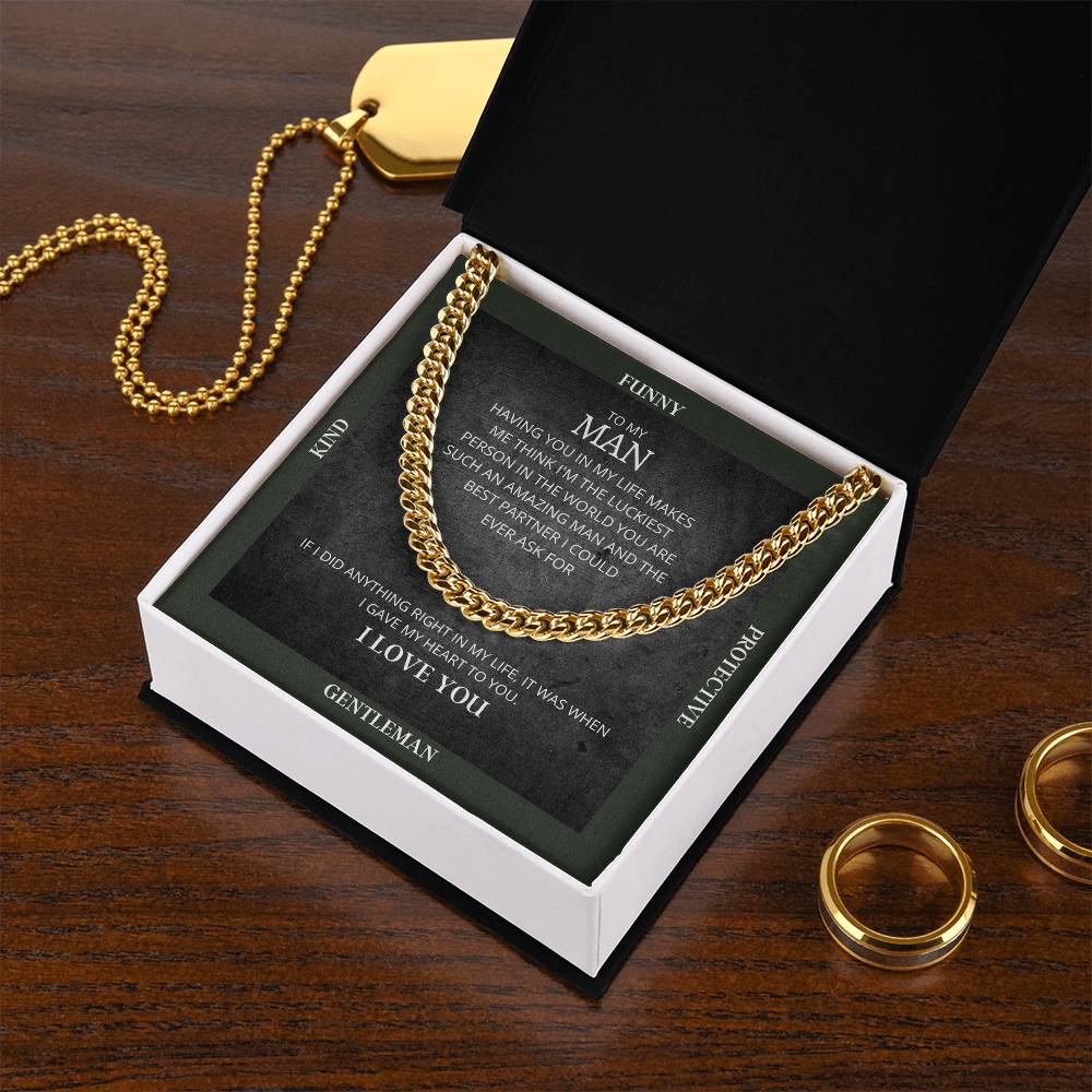 I Gave My Heart To You Cuban Link Chain Necklace Forest Original
