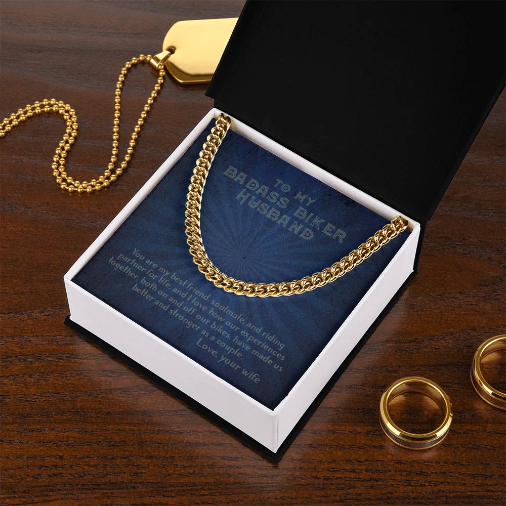 To My Biker Husband - Cuban Chain Necklace From Wife Cuban Link Chain