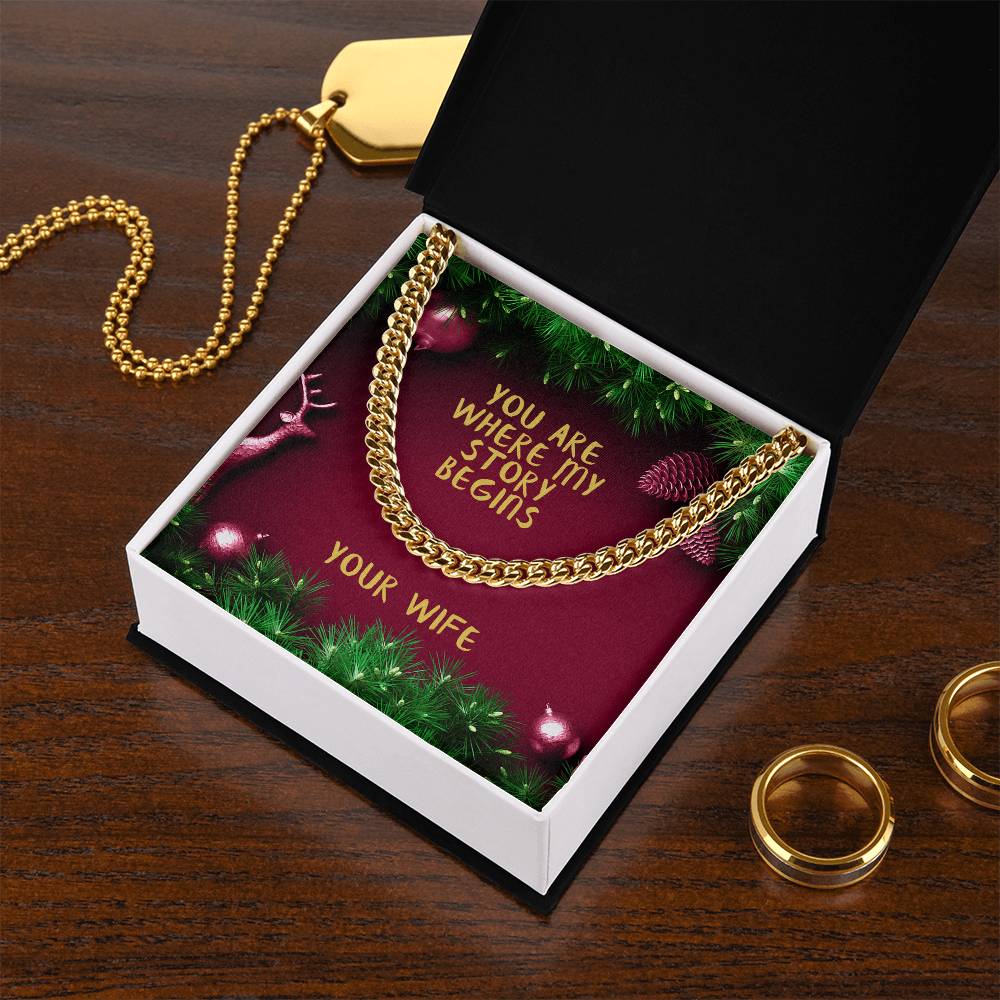 My Husband You Are Where My Story Begins Cuban Link Chain