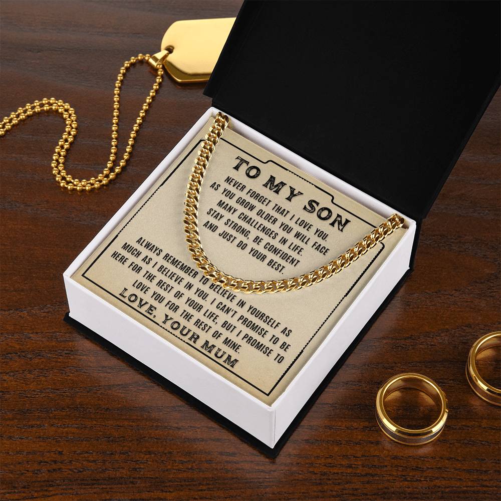 My Son - Never Forget That I Love You - Cuban Link Chain Necklace