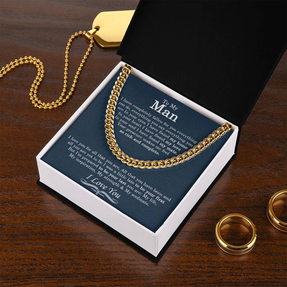 To My Man Chain Necklace Men Chain Necklace Sentimental Gift For Husband Boyfriend Anniversary Gift Valentine Gift Cuban Link Chain
