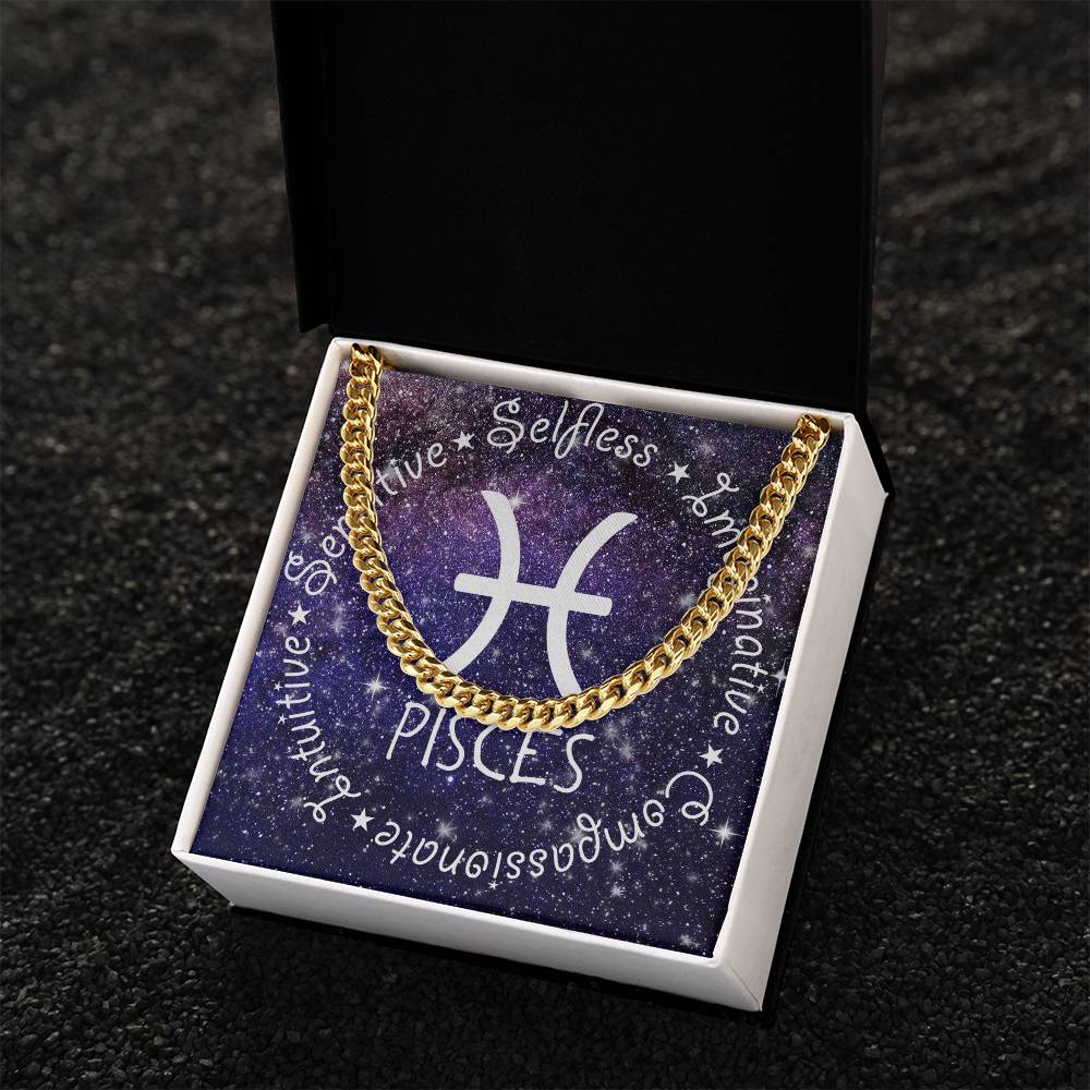 Cuban Link Chain Necklace - Pisces Theme