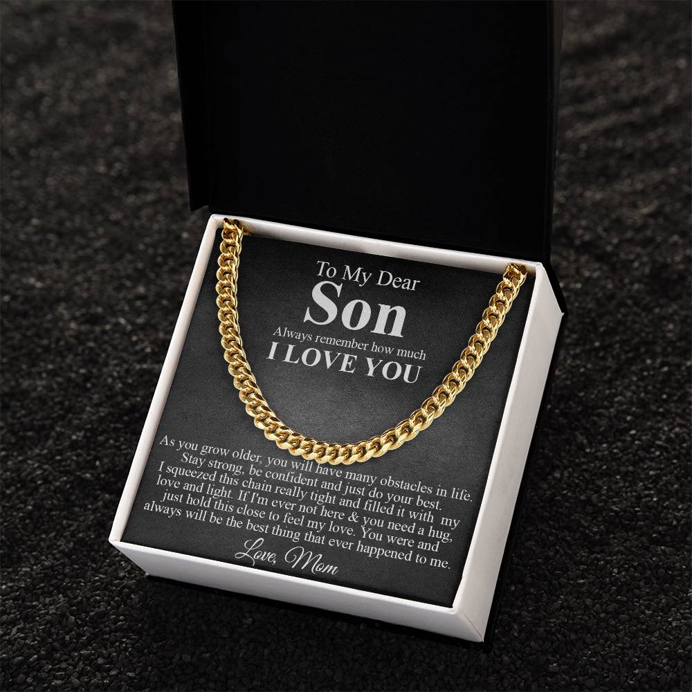 To My Dear Son Cuban Chain Necklace Son Gift From Mom Birthday Graduation Christmas Gift For Son Cuban Link Chain