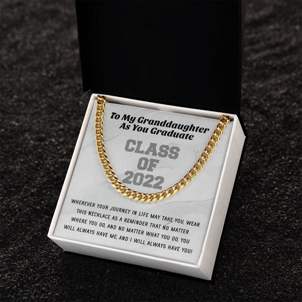 Class Of 2022 High School Grad College Graduation Gift For Granddaughter Trendy Womens Gold Cuban Link Chain Necklace