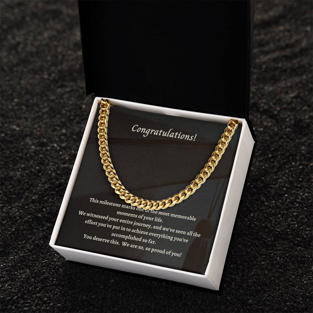 Congratulations On Your Graduation Son! Cuban Link Chain