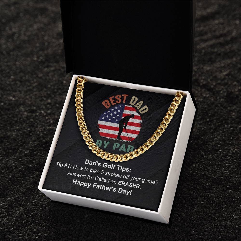 Golf Joke Necklace - Father's Day Gift Cuban Link Chain