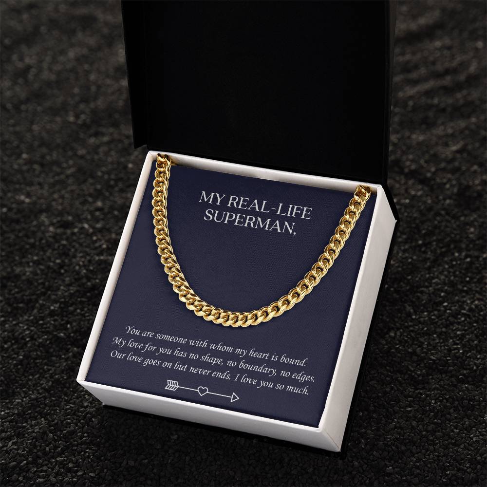 Valentine's Gift For Husbandboyfriend - Our Love Goes On But Never Ends. I Love You So Much. Cuban Link Chain