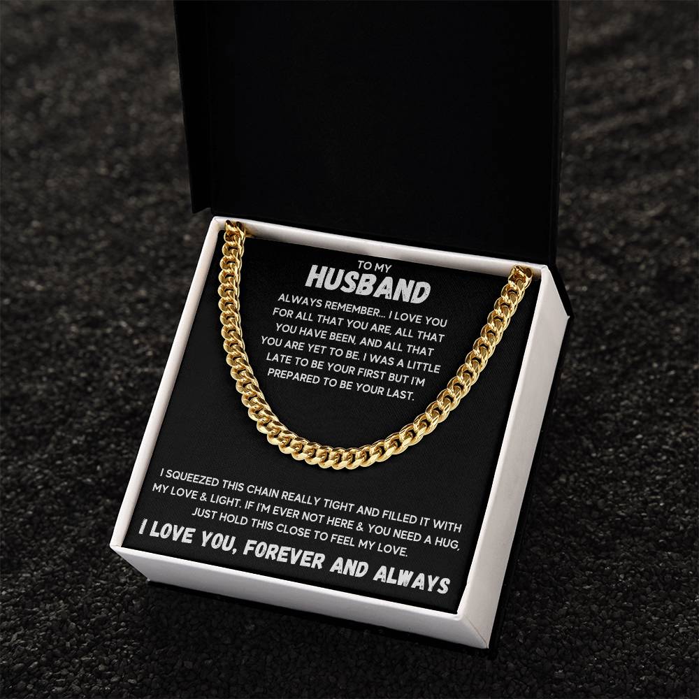 To My Husband Cuban Link Chain With Led Box