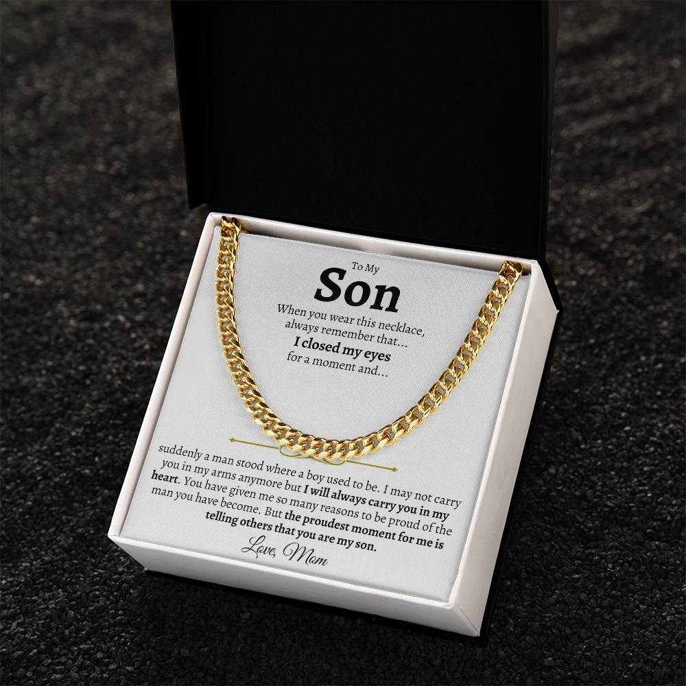 To My Son Chain Necklace Necklace For Son From Mom Gift For Him Birthday Graduation Cuban Link Chain