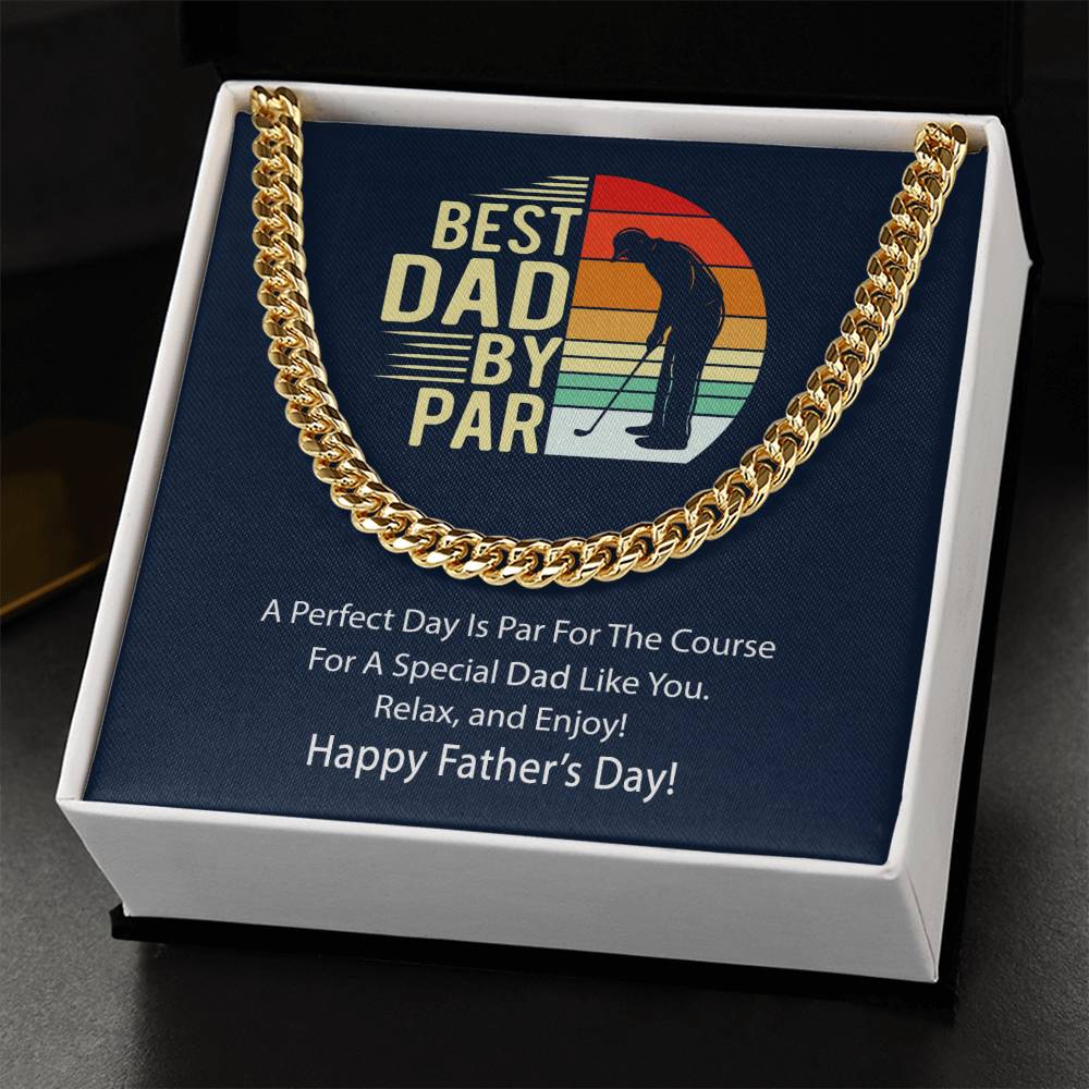 Cuban Link Chain Men Best Dad By Par Gift Necklace For Golf Dad Father's Day Gift Necklace For Dad Bonus Dad Gift