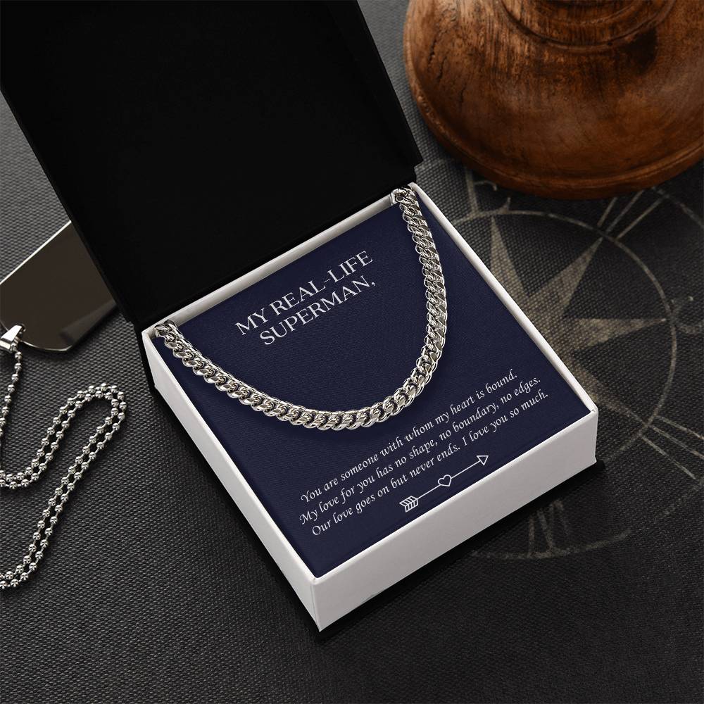 Valentine's Gift For Husbandboyfriend - Our Love Goes On But Never Ends. I Love You So Much. Cuban Link Chain