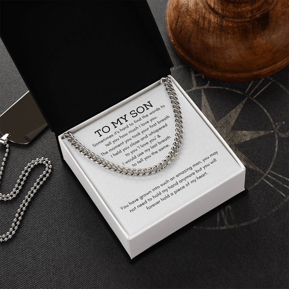 To My Son Christmas Gift For Son From Mom Dad To Son Gift Stocking Stuffers For Teenage Boys Son Necklace From Mom & D Cuban Link Chain