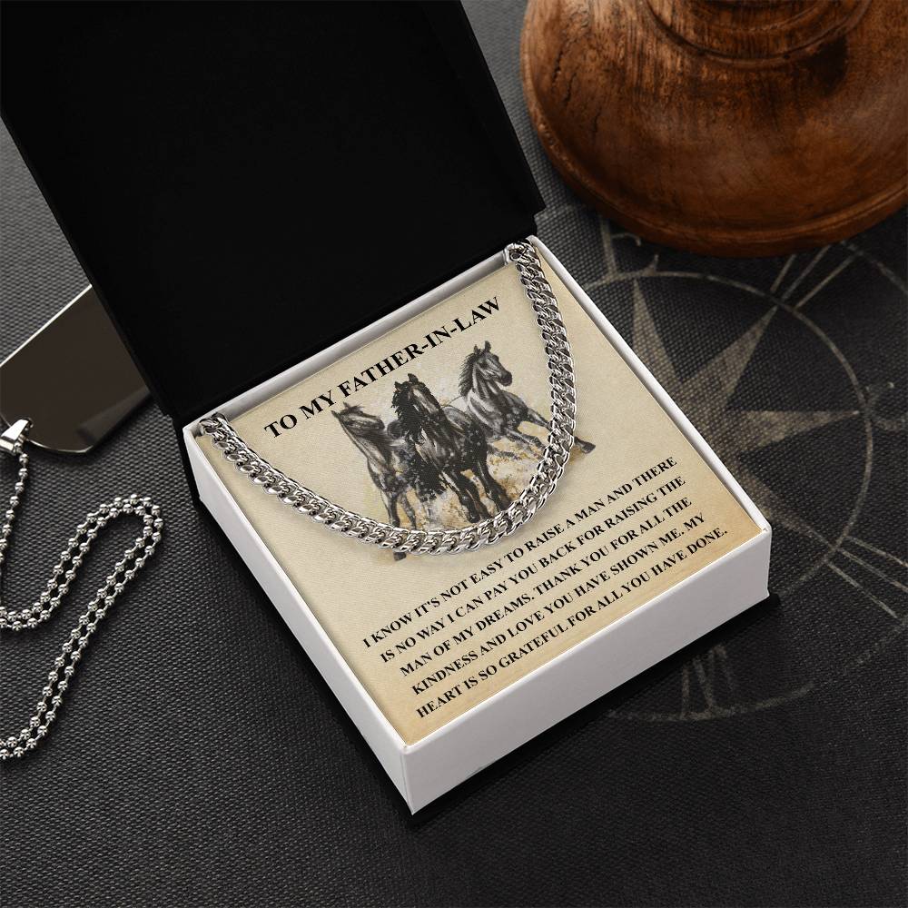 Father In Law Gift From Daughter In Law Fathers Day Gift For Father In Law Christmas Gift For Father In Law Horse Love Cuban Link Chain