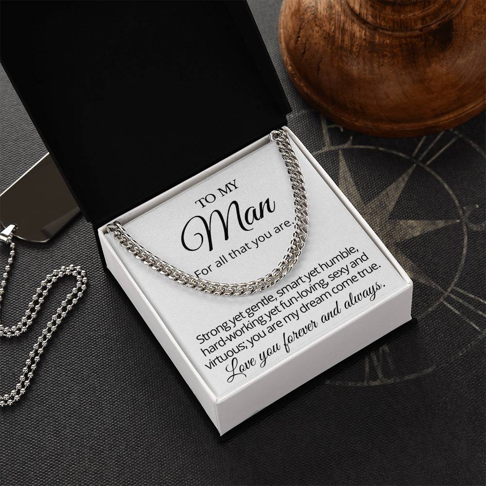 To My Man Cuban Chain Necklace Gift From Wife Cuban Link Chain