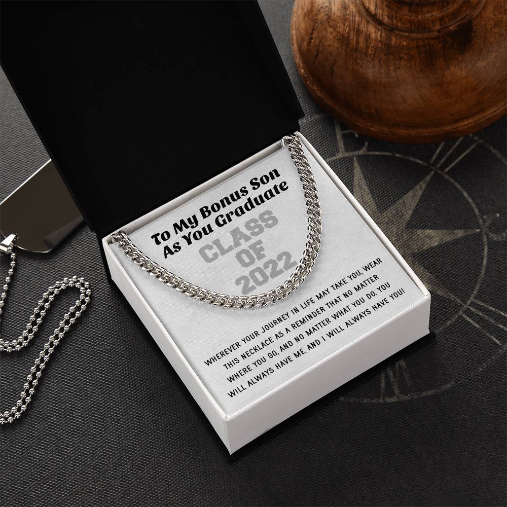 Bonus Son Graduation Class Of 2022 High School Graduation College Graduation Gift For Step Son Mens Gold Cuban Link Ch Cuban Link Chain