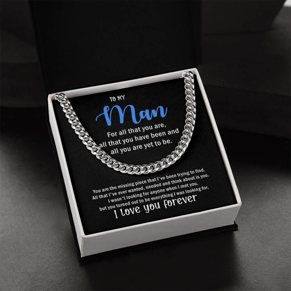 To My Man Cuban Chain Necklace For Him Cuban Link Chain