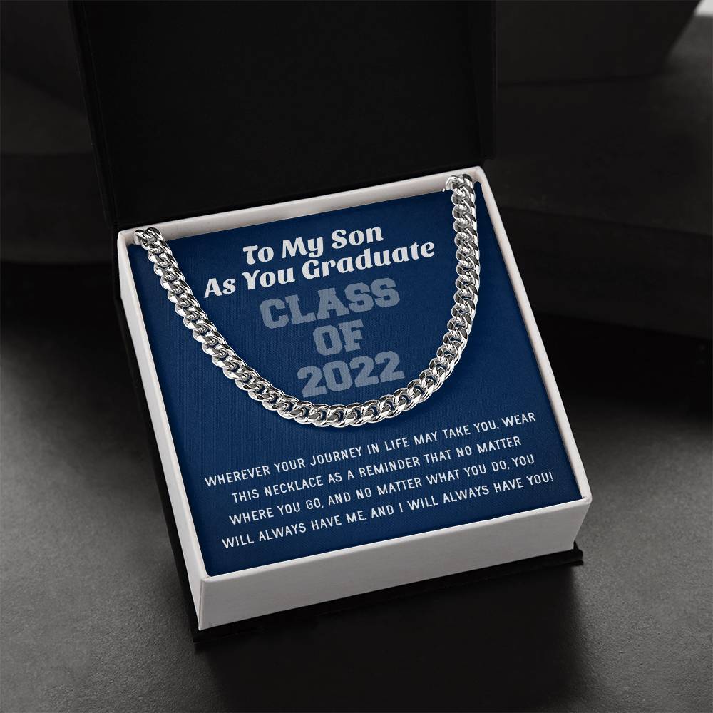 Son Graduation Class Of 2022 High School Graduation College Graduation Gift For Son Mens Gold Cuban Link Chain Necklac